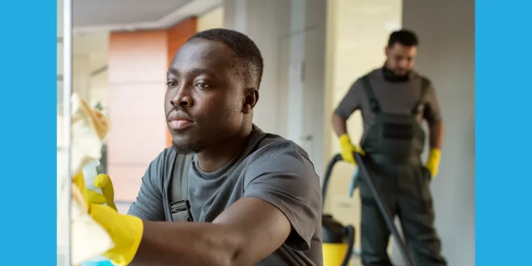 Nottinghamshire's Commercial Cleaning Crisis Solved: Men Cleaning a Service Area | 360 Commercial Cleaning Ltd